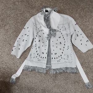Elegant Gray and White Women's Cardigan